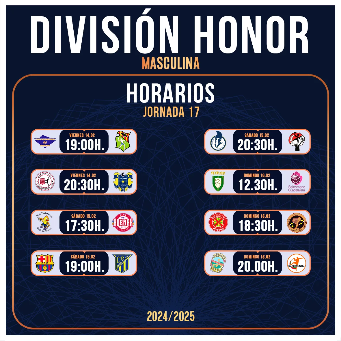 Parilla de Horarios Jornada 17 DHM